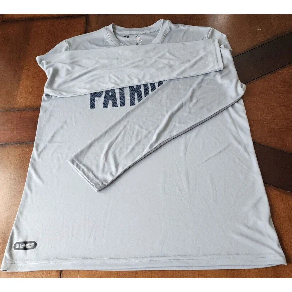 NFL Team Apparel New Era New England Patriots Grey Long Sleeve Men Tee Size XL